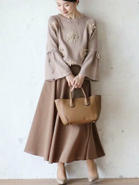 「袖コンシャス」｜CAWAIIスタッフさん（レディース・155cm）の秋コーディネート