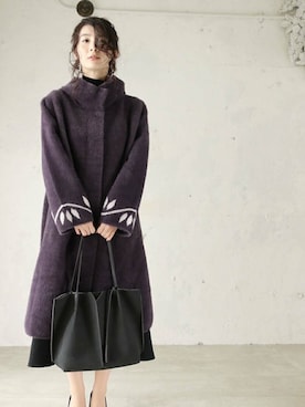 「アイテム（その他アウター、パープル系）」を使った、CAWAIIスタッフさん（レディース・155cm）の秋コーディネート