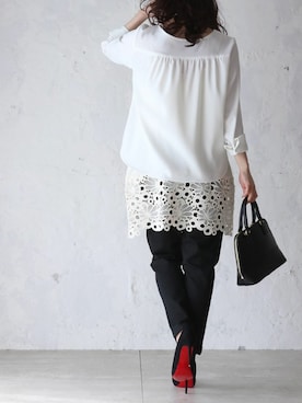 「Cawaii」｜「アイテム（キャミソール）」を使った、CAWAIIスタッフさん（レディース・155cm）の秋コーディネート