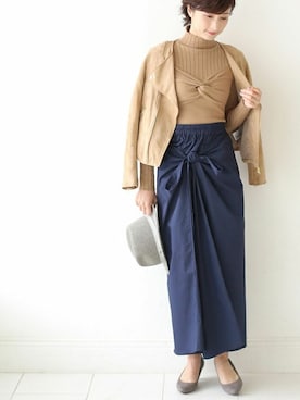 「ラップスカート」｜CAWAIIスタッフさん（レディース・165cm）の冬コーディネート