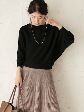 「ボートネック」｜CAWAIIスタッフさん（レディース・155cm）の冬コーディネート