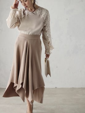 「ウエストゴム」｜CAWAIIスタッフさん（レディース・155cm）の冬コーディネート