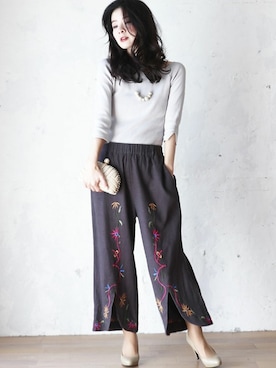 「Cawaii」｜「アイテム（パンツ）」を使った、CAWAIIスタッフさん（レディース・155cm）の冬コーディネート