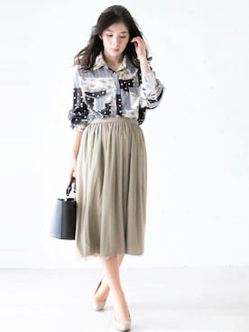 「ドット柄」｜CAWAIIスタッフさん（レディース・155cm）の冬コーディネート