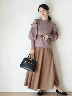 「肌見せ」｜CAWAIIスタッフさん（レディース・155cm）の春コーディネート