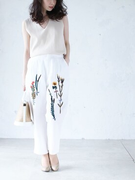 「Cawaii」｜「アイテム（パンツ）」を使った、CAWAIIスタッフさん（レディース・155cm）の春コーディネート