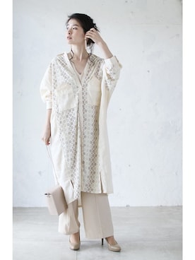 「シャツワンピ」｜CAWAIIスタッフさん（レディース・155cm）の春コーディネート