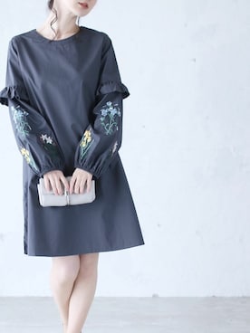 「アイテム（チュニック）」を使った、CAWAIIスタッフさん（レディース・155cm）の春コーディネート