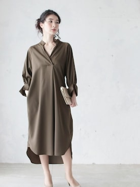 「スキッパーシャツ」｜CAWAIIスタッフさん（レディース・155cm）の春コーディネート