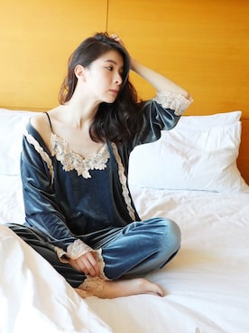 「アイテム（ルームウェア）」を使った、CAWAIIスタッフさん（レディース・155cm）の春コーディネート