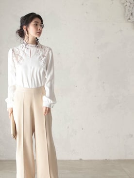 「肌見せ」｜CAWAIIスタッフさん（レディース・155cm）の春コーディネート