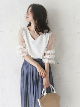 「cawaii（カワイイ）のアイテム」を使った、こじまゆCAWAIIスタッフさん（レディース・155cm）の夏コーディネート