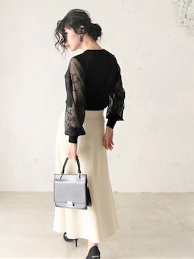 「アイテム（Tシャツ/カットソー、ブラック系）」を使った、CAWAIIスタッフさん（レディース・155cm）の夏コーディネート