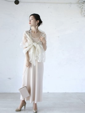 「アイテム（ストール/ショール）」を使った、CAWAIIスタッフさん（レディース・155cm）の夏コーディネート