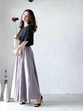 「袖コンシャス」｜CAWAIIスタッフさん（レディース・155cm）の夏コーディネート