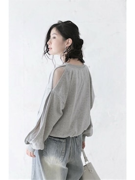 「袖コンシャス」｜CAWAIIスタッフさん（レディース・155cm）の夏コーディネート