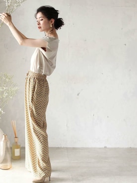 「Cawaii」｜「アイテム（パンツ）」を使った、CAWAIIスタッフさん（レディース・155cm）の夏コーディネート