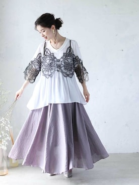 「モノトーン」｜CAWAIIスタッフさん（レディース・155cm）の夏コーディネート