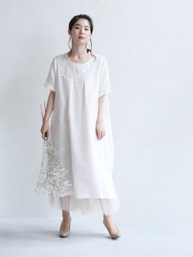 「cawaii（カワイイ）のアイテム（ワンピース）」を使った、CAWAIIスタッフさん（レディース・155cm）の夏コーディネート