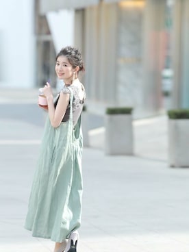 「cawaii（カワイイ）のアイテム（ワンピース）」を使った、CAWAIIスタッフさん（レディース・155cm）の夏コーディネート