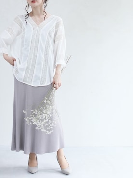 「FRENCH PAVE」｜こじまゆCAWAIIスタッフさん（レディース・155cm）の夏コーディネート