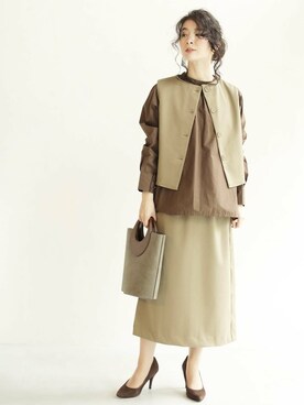 「コーディネート」｜「アイテム（セットアップ）」を使った、CAWAIIスタッフさん（レディース・155cm）の秋コーディネート