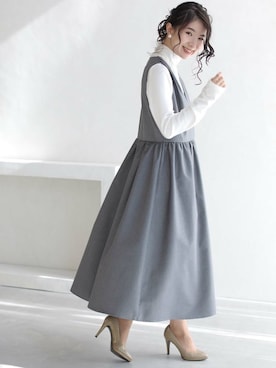 「cawaii（カワイイ）のアイテム（ワンピース）」を使った、CAWAIIスタッフさん（レディース・155cm）の秋コーディネート