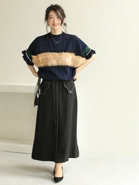 「FRENCH PAVE」｜CAWAIIスタッフさん（レディース・155cm）の秋コーディネート
