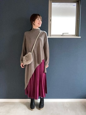 「FRENCH PAVE」｜CAWAIIスタッフさん（レディース・159cm）の冬コーディネート