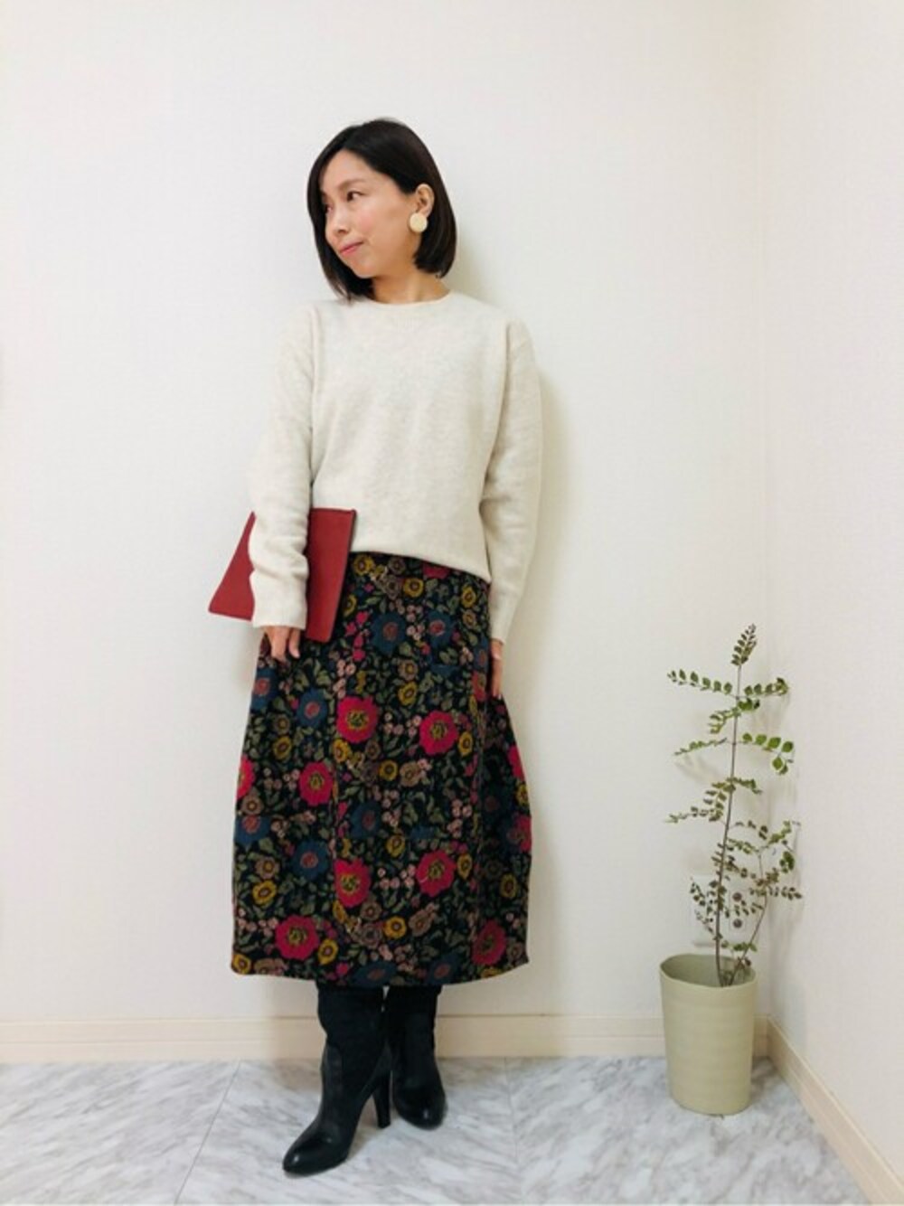 【MARINE SERRE】vintageファブリック 花柄 コクーン スカート