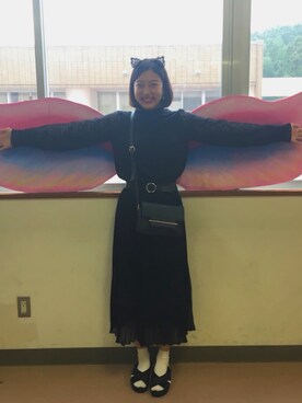 「B.L.U.E（ビーエルユーイー）のアイテム（トップス）」を使った、shinaさん（レディース・163cm）の秋コーディネート