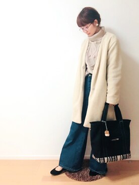 「トート」｜「アイテム（ジャケット/アウター）」を使った、kyan＊さん（レディース・164cm）の冬コーディネート