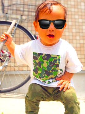 「BAPY BY A BATHING APE（ベイピーバイアベイシングエイプ）のアイテム」を使った、Yさん（キッズ・80cm）の春コーディネート