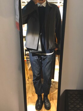「アイテム（ベスト、ブルー系）」を使った、ずおさん（メンズ・180cm）の冬コーディネート
