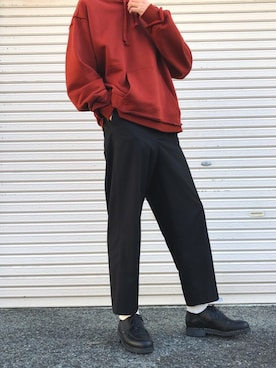 「shiki tokyo（シキトウキョウ）のアイテム（パーカー）」を使った、ずおさん（メンズ・180cm）の秋コーディネート