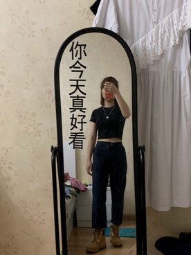 「Timberland（ティンバーランド）のアイテム（ブーツ、ブラウン系）」を使った、花家飘飘丸ooooさん（レディース）の夏コーディネート