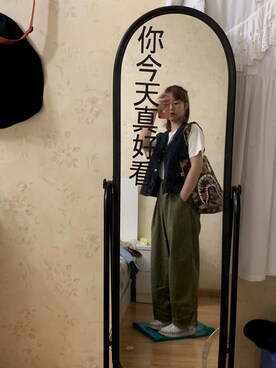 「KEEN（キーン）のアイテム（サンダル、ホワイト系）」を使った、花家飘飘丸ooooさん（レディース）の夏コーディネート