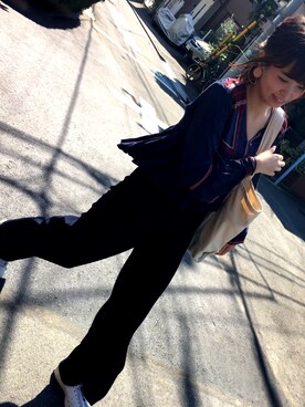 「SMELLY（スメリー）のアイテム（ピアス（両耳用））」を使った、&さん（レディース・164cm）の秋コーディネート