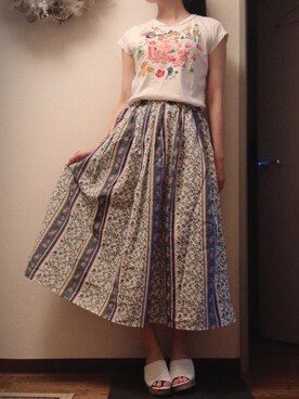 「Roots Canadaのアイテム（トップス）」を使った、Ruthさん（レディース・163cm）の夏コーディネート