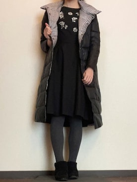 「リバーシブル」｜「アイテム（ブーティ）」を使った、Ruthさん（レディース・163cm）の冬コーディネート
