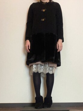 「しまむら（シマムラ）のアイテム（ブーティ）」を使った、Ruthさん（レディース・163cm）の冬コーディネート