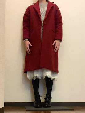 「FREE'S MART（フリーズマート）のアイテム（チェスターコート）」を使った、Ruthさん（レディース・163cm）の冬コーディネート