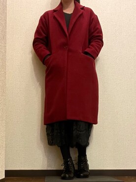 「FREE'S MART（フリーズマート）のアイテム（チェスターコート）」を使った、Ruthさん（レディース・163cm）の冬コーディネート