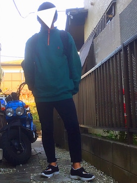 「古着のアイテム（トップス、グリーン系）」を使った、ひかにんじんさん（メンズ・168cm）の春コーディネート