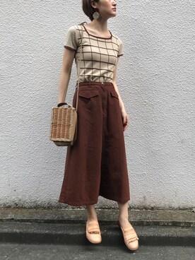 「Aラインスカート」｜「アイテム（スリッポン）」を使った、gassyさん（レディース・165cm）の秋コーディネート