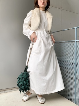 「ショート丈トップス」｜「アイテム（モカシン/デッキシューズ）」を使った、gassyさん（レディース・165cm）の春コーディネート