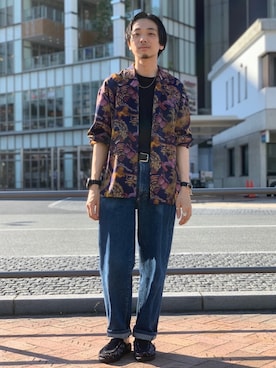 「VERSACE（ヴェルサーチ）のアイテム（パンツ）」を使った、UR_SkmK.さん（メンズ・167cm）の夏コーディネート