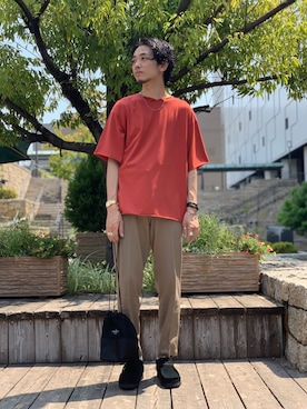 「MY THINKS（マイシンクス）のアイテム（トップス）」を使った、UR_SkmK.さん（メンズ・167cm・20代）の夏コーディネート