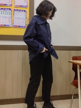 「AIN（エイン）のアイテム（パンツ）」を使った、裕太さん（レディース・151cm）の冬コーディネート