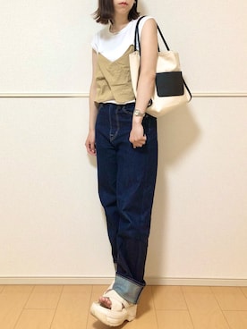 「ロールアップ」｜「アイテム（キャミソール）」を使った、u---さん（レディース・156cm）の夏コーディネート